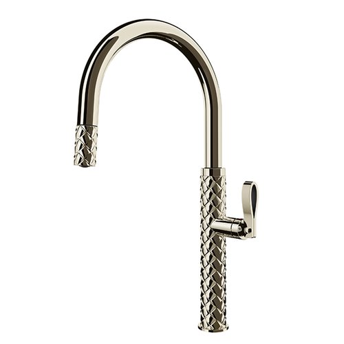 Mitigeur Gessi Pelle 60912 720 avec douchette extractible - Revêtement nickelé PVD