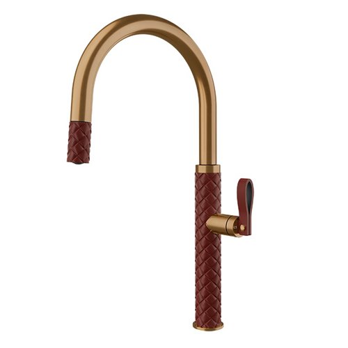 Grifo mezclador de cocina Gessi Pelle 60914 431 con ducha extraíble - bronce rojo