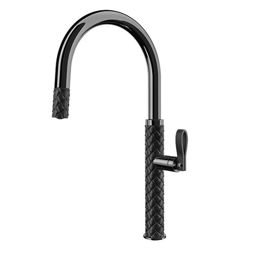 Mitigeur de cuisine Gessi Pelle 60914 439 avec douchette extractible - métal noir