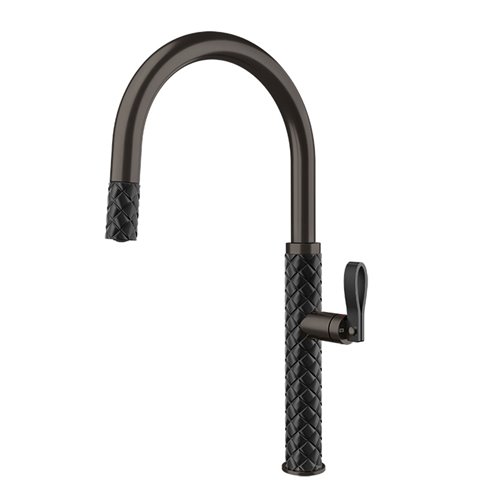 Gessi Pelle 60914 440 kitchen mixer with pull-out shower - black metal