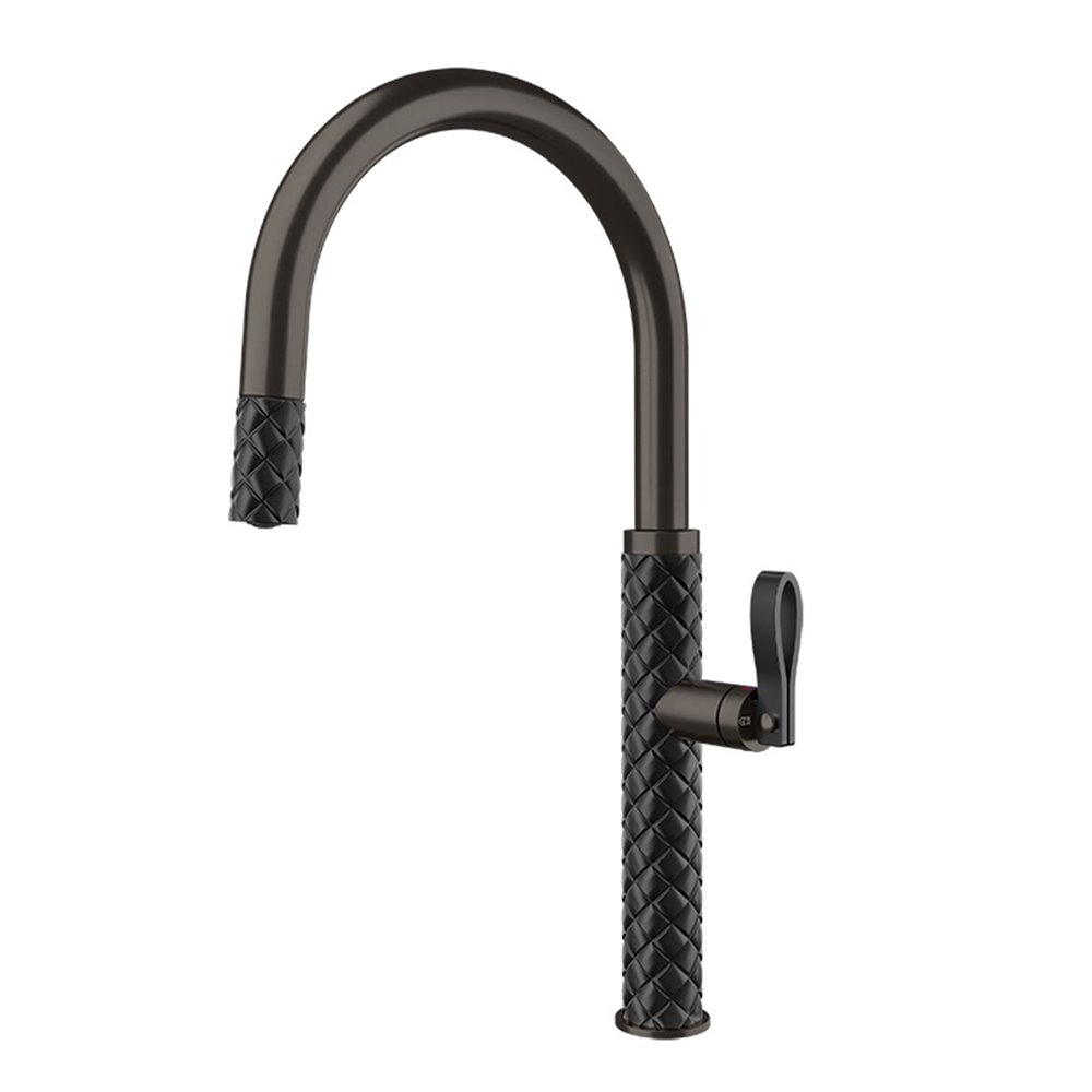 Gessi Pelle 60914 440 miscelatore cucina con doccino estraibile - nero metal