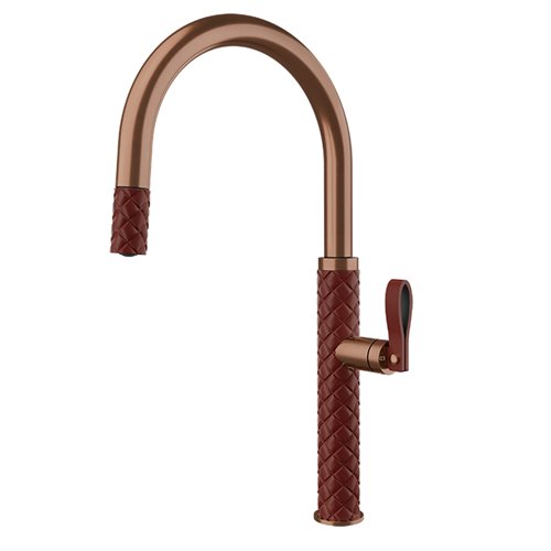 Gessi Pelle 60914 445 kitchen mixer with pull-out shower - red copper