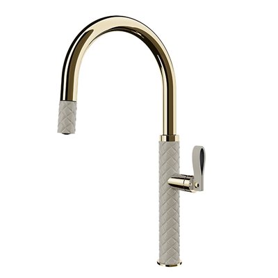 Mitigeur de cuisine Gessi Pelle 60914 434 avec douchette extractible - laiton PVD crème