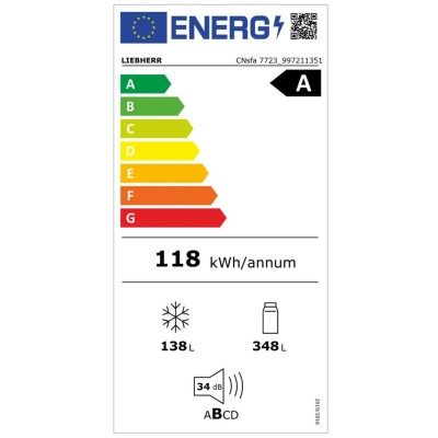 Liebherr cnsfa 7723 frigorifero combinato libera installazione 75 cm h 201 cm