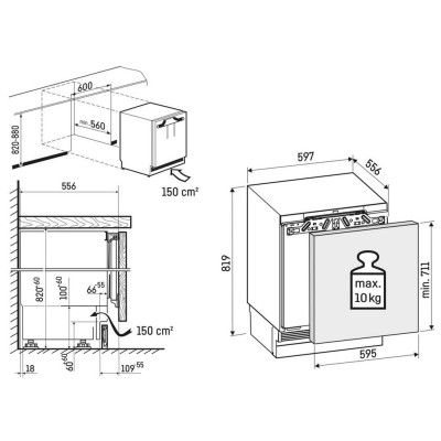 Lodówka podblatowa do zabudowy Liebherr URD 3601, wysokość 82 cm