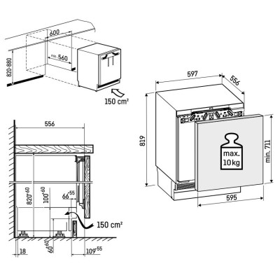 Liebherr URD 365i Einbau-Unterbaukühlschrank, 82 cm hoch