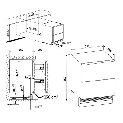 Liebherr urdd 375i lodówka podblatowa do zabudowy, 86 cm wysokości