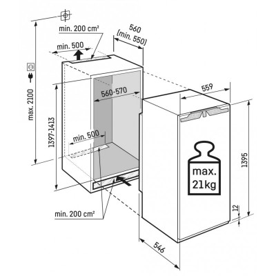 Réfrigérateur-congélateur encastrable Liebherr IRBC 4521 à une porte, hauteur 140 cm