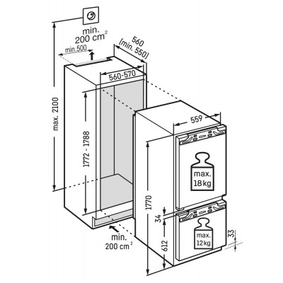 Liebherr irce 5121 frigorifero + freezer con vano cantina da incasso h 177 cm