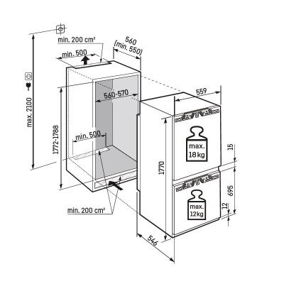 Frigorífico y congelador integrable Liebherr ICNB 5123, 177 cm de altura.
