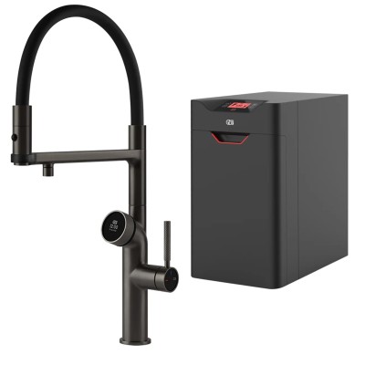 Mezclador digital Gessi Vita 60722 707 + unidad de filtro de agua caliente - Metal negro cepillado