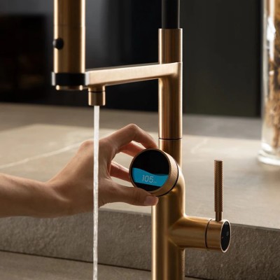 Mezclador digital Gessi Vita 60722 726 + unidad de filtro de agua fría y con gas - bronce