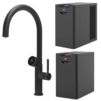 Grifo mezclador digital Gessi Vita 60720 299 + unidad de filtro de agua fría y caliente - negro mate