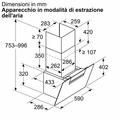 Bosch DWK67FN60 Cappa a parete Serie 4 60 cm Vetro nero Nero