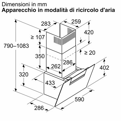 Bosch DWK67FN60 Cappa a parete Serie 4 60 cm Vetro nero Nero
