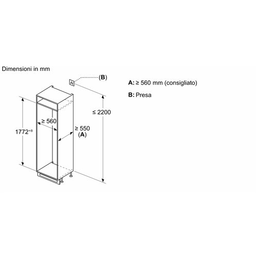 Bosch KIN86VSE0 Frigorifero combinato da incasso Serie 4 177.2 x 54.1 cm cerniera a traino