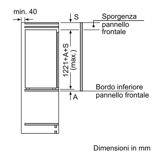 Bosch KIL42NSE0 Frigorifero monoporta da incasso con congelatore Serie 2 122.1 x 54.1 cm cerniera a traino