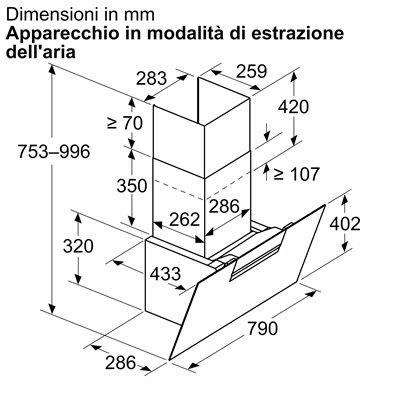 Siemens lc87kfn60 iQ300 cappa inclinata a parete 80 cm vetro nero
