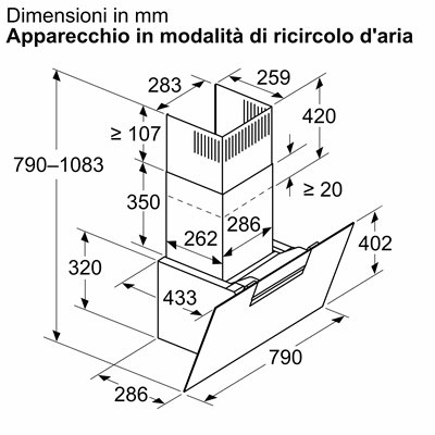 Siemens lc87kfn60 iQ300 cappa inclinata a parete 80 cm vetro nero