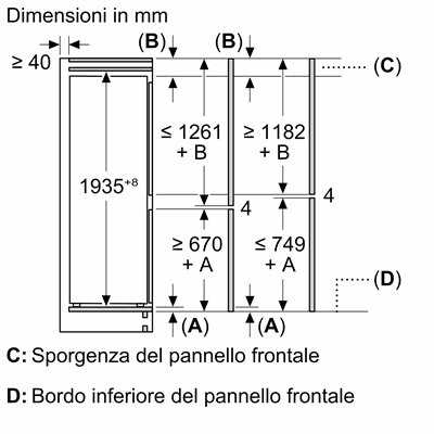 Siemens KI96NNSE0 Frigorifero combinato da incasso iQ100 193.5 x 54.1 cm cerniera a traino