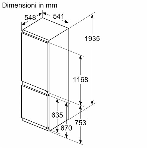 Siemens KI96NNSE0 Frigorifero combinato da incasso iQ100 193.5 x 54.1 cm cerniera a traino