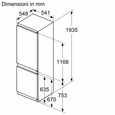 Siemens KI96NNSE0 Frigorifero combinato da incasso iQ100 193.5 x 54.1 cm cerniera a traino