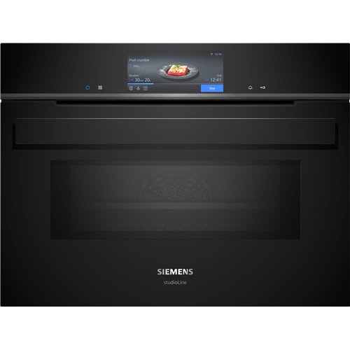 Horno microondas pirolítico empotrable Siemens cm978gnb1 iQ700, 45 cm de altura, negro SL