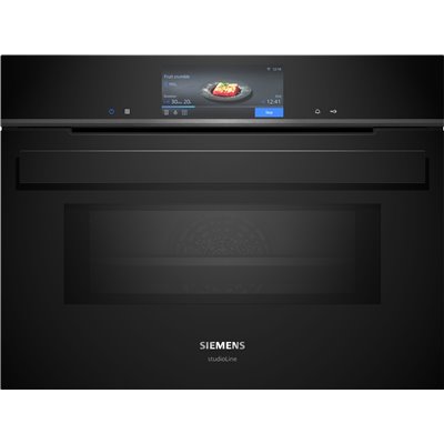Horno microondas pirolítico empotrable Siemens cm978gnb1 iQ700, 45 cm de altura, negro SL