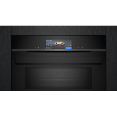 Horno microondas pirolítico empotrable Siemens cm978gnb1 iQ700, 45 cm de altura, negro SL