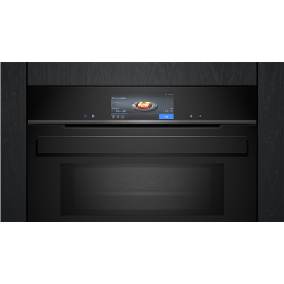 Horno microondas pirolítico empotrable Siemens cm978gnb1 iQ700, 45 cm de altura, negro SL
