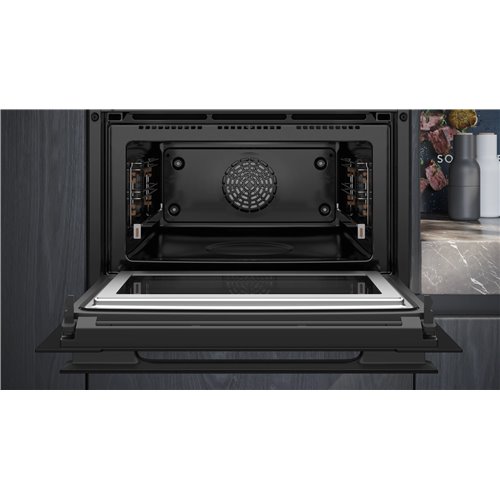 Horno microondas pirolítico empotrable Siemens cm978gnb1 iQ700, 45 cm de altura, negro SL