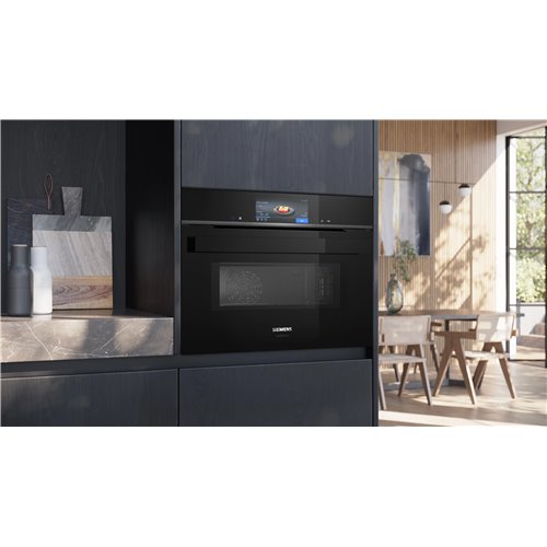 Horno microondas pirolítico empotrable Siemens cm978gnb1 iQ700, 45 cm de altura, negro SL