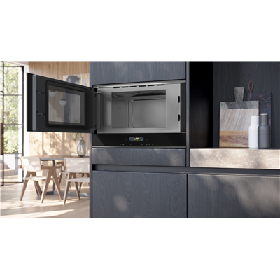 Four à micro-ondes encastrable Siemens iQ700 (BF922L1B1), hauteur 38 cm, noir SL