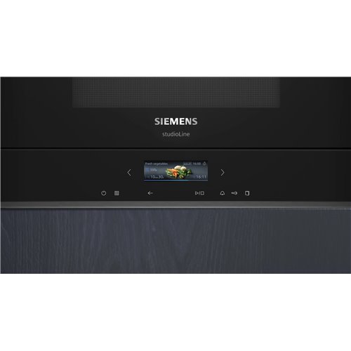 Four à micro-ondes encastrable Siemens iQ700 (BF922L1B1), hauteur 38 cm, noir SL