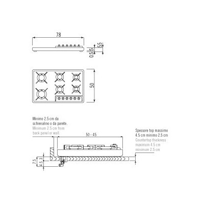 Alpes Inox a 578/6g  Free-standing gas stove 80cm steel