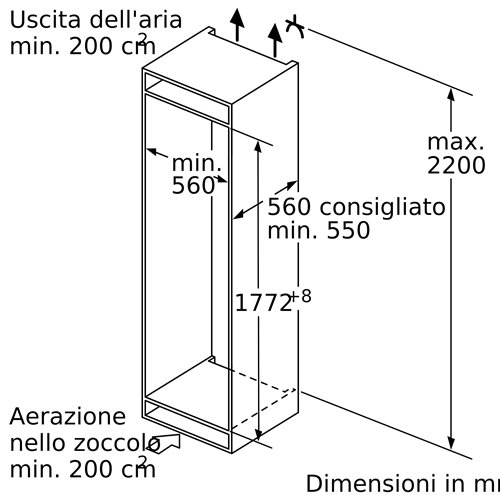 Siemens studioLine GI81NSCE0 Congelatore da incasso iQ500 177.2 x 55.8 cm cerniera piatta soft closing
