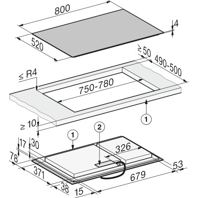 Placa de inducción Miele km 8484 fl de 80 cm con vitrocerámica negra.