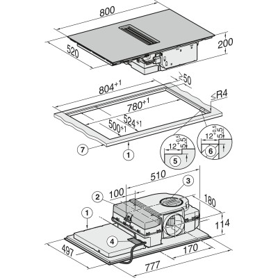 Miele kmda 7272-1 fl piano induzione con cappa integrata - nero