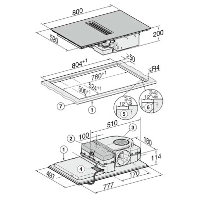 Miele kmda 7473-1 fl piano induzione con cappa integrata - nero