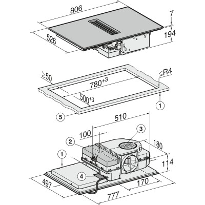 Miele kmda 7473-1 fr piano induzione con cappa integrata 80 cm nero