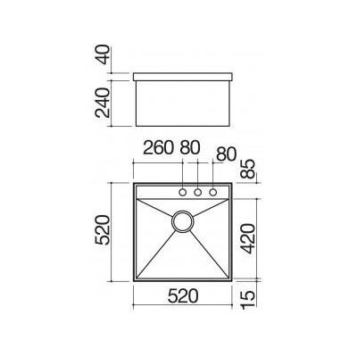 Fregadero Barazza 1lmz51 mizu 52×52 cm 1 seno con descenso de acero inoxidable