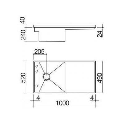 Barazza 1lmz105 évier mizu 100×52 1 bac + égouttoir inox