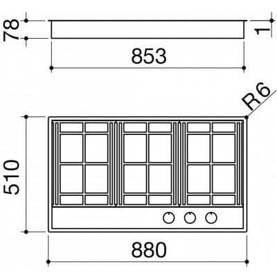 Barazza 1ple2d lab Evolution placa de gas 90 cm acero inoxidable