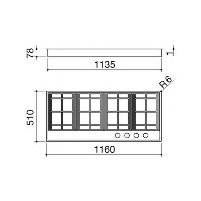 Table de cuisson gaz Barazza 1ple3d lab évolution 120 cm inox
