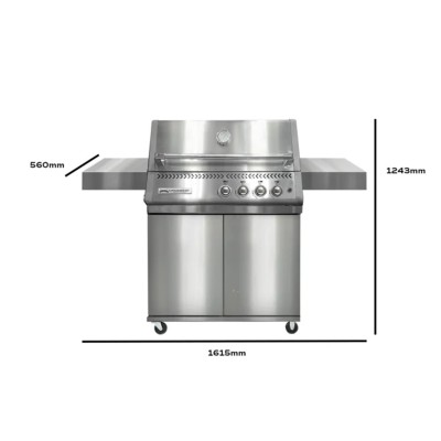 Crossray 4 burner TCX4FL Infrared Gas Barbecue with Cart - Black