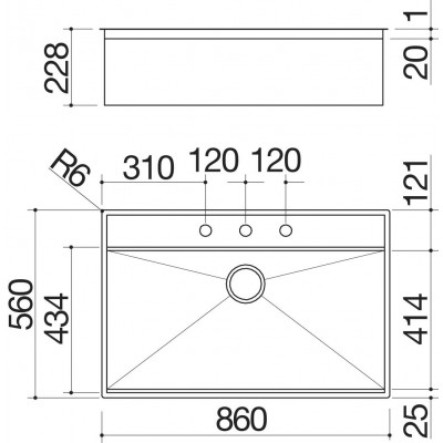 Barazza 1lfx91nk Flexi-Spüle 86×56 1 Becken + Zubehörset und Wasserhahn