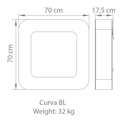 Safretti Curva bl Biocamino a parete 70 cm - nero