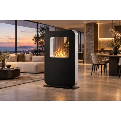 Safretti Curva xt Biocamino bifacciale a terra 70 cm h 118 - nero