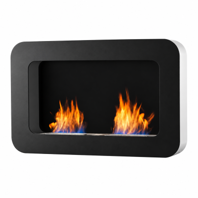 Safretti Curva dl Biocamino a parete 110 cm h 70 - nero