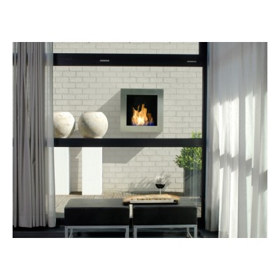 Safretti Cubico bl Biocamino quadrato a parete 70 cm - acciaio inox